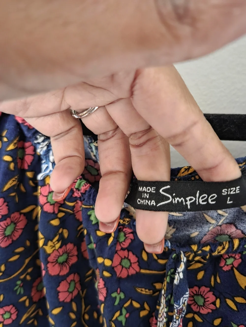 Simplee Womens Boho Floral Two-Piece Crop Top & Mini Skirt Set - Navy Sz L - Picture 10 of 10